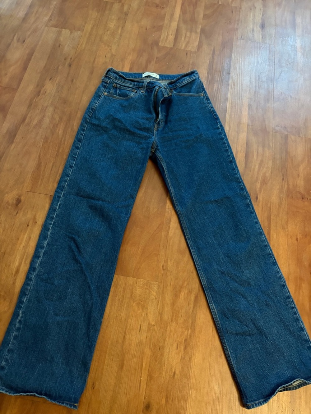 Abercrombie & Fitch Dark Blue Denim Jeans with Contrast Stitching